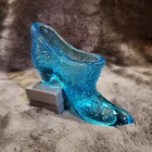 Vintage Fenton Colonial Cobalt Blue Daisy Button Slipper Shoe Toothpick Holder