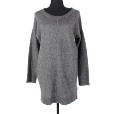 360 Cashmere Grey Wool Cashmere Blend Scoop Neck Long Sleeve Mini Dress Large