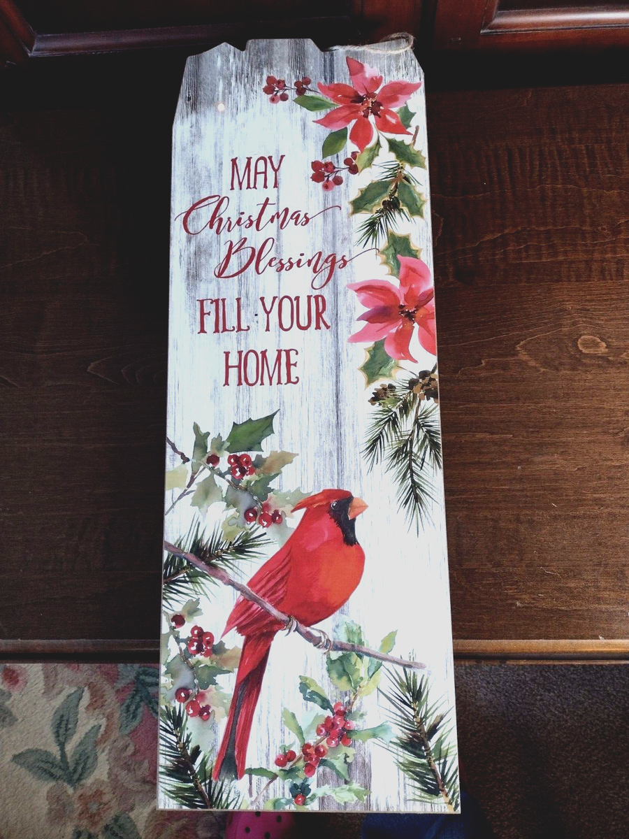 Ganz Christmas Blessings Light Up Hanging Wall Plaque Cardinal