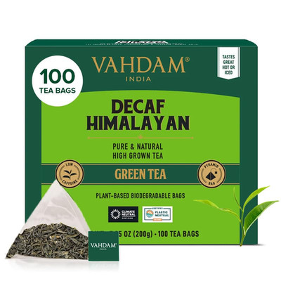 , Decaf Himalayan Green Tea Bags (100 Pyramid Tea Bags) Caffeine Free, Gluten Fr