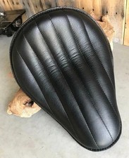 Seat Chopper Harley Sportster Bobber Cafe Bates style Black Tuck Roll Leather
