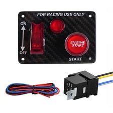 Racing Car Ignition Switch Panel 12V 2in1 Engine Start Carbon Fiber