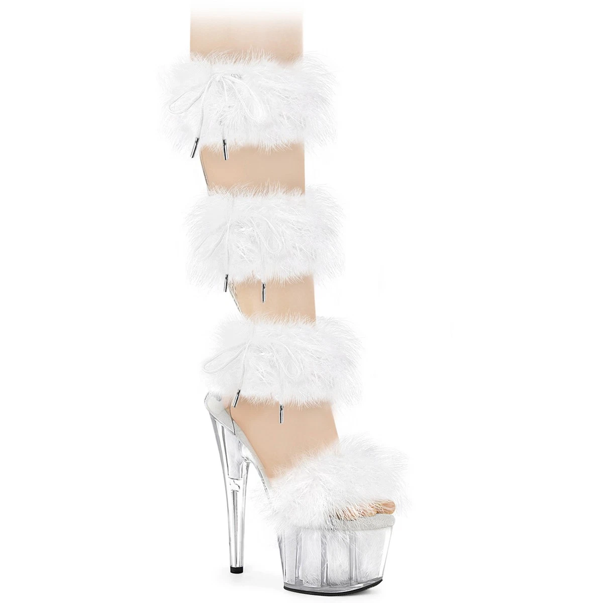 Pleaser 7 Inch Heel Marabou Fur Platform Sandals Adore 728F High