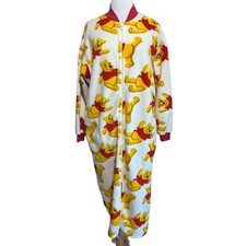 Walt Disney World Y2K Winnie the Pooh Fleece Zip-up Robe Blanket Sleeper M