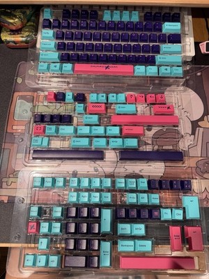Shurikey Gear Double Shot Keycap Set Purple Pink Teal for Cherry MX 167 Keys