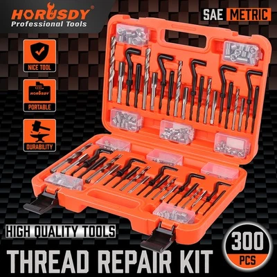 300PC Thread Repair Kit HSS Drill Helicoil Repair Kit SAE Metric Inch&MM W/Case - Bild 1 von 4