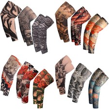 3 Pairs UV Protection Arm Sleeves, Ice Silk Tattoo Breathable Outdoor Sunscreen