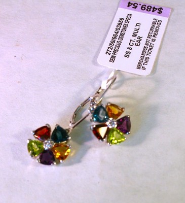 Macys Sterlingsilber 5 Karat Halbedelsteine Blume Ohrhänger 1 Zoll
