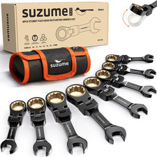 Suzume Stubby Wrench Set 8pcs Metric 8-17mm 180 Flexible Head 10k Gear Cycles