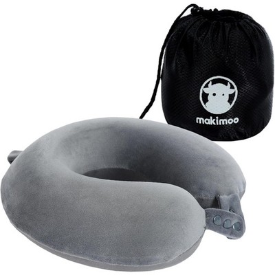 Memory Foam Reisekissen Nackenkissen Flugzeug Auto Zug Schlafen Grau