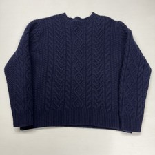 Polo Ralph Lauren Aran Knit Fisherman Wool-Alpaca Blend Womens Sweater 2XL Navy