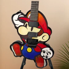 Custom Super Mario electric guitar EMG pickups Floyd tremolo effect US Ship 