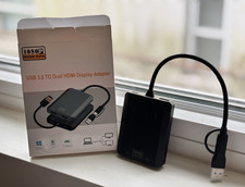 USB 3.0 to Dual HDMI 1.4b Adapter 1080P 1:2 Splitter Portable Black