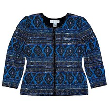 Vintage Niteline By Della Roufogali Silk Sequin Embellished Cropped Jacket Large