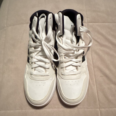 adidas Boost High Top Lace-Up Sneakers White/Navy/Red Rubber Outsole