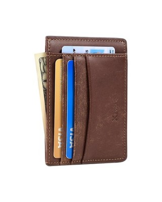 XZVXZV Men's Slim Wallet Italian 0.15 x 3.3 x 4.5 inches, Coffee color