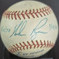 Nolan Ryan Signed 5/15/73 & 7/15/73 No Hitter Angels Joe Cronin Baseball JSA