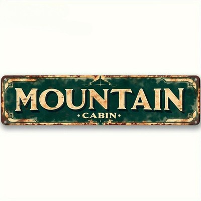 Retro Mountain Cabin Metal Sign Rustic Wall Decor for Camp Outdoor Home Decor
