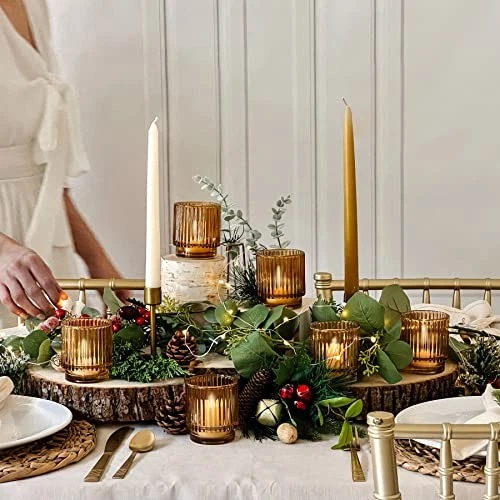  Castiçais vintage de vidro Tealight e votivo (conjunto de 6) – tamanho único âmbar - Imagem 4 de 4