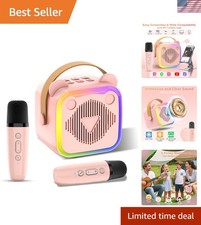 Wireless Mini Karaoke Machine w/ 2 Microphones Bluetooth Speaker for Kids- Gi...