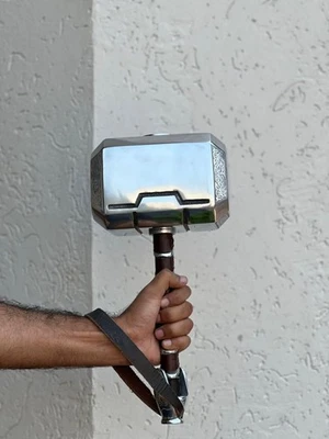 HANDGEFERTIGT Thor Hammer Mjolnir Replica | Full Metal Avengers Prop | Silver Polished Gift