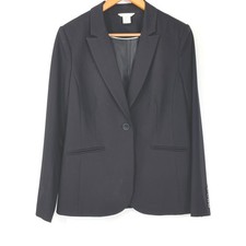 Liz Claiborne Women Blazer 10 Single Button Black Professional Stretch Business