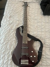 5 String Electric Bass Guitar with 24 Frets, Trans Red Clay Finish, with Gig Bag