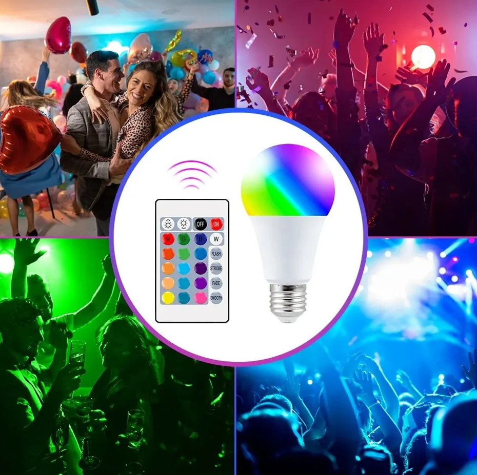 16 Colors RGB LED Light Bulb E27 220V Dimmable Smart Lamp with Remote