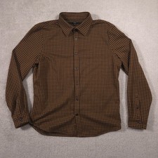 Express Shirt Mens Large Brown Check Button F...