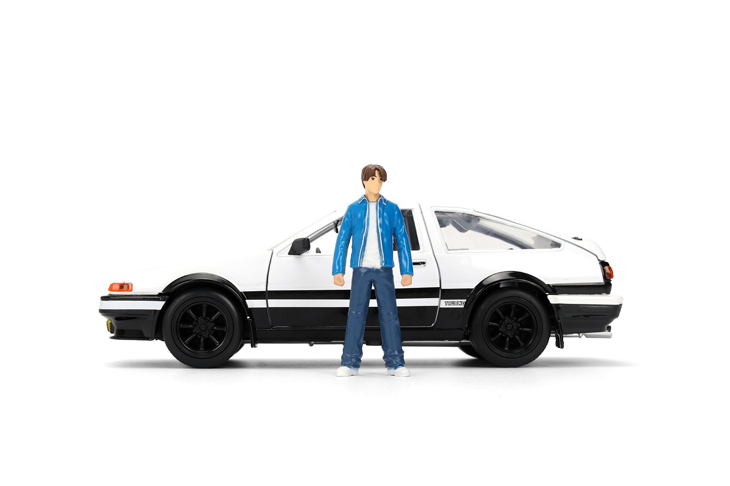 JADA INITIAL D TOYOTA TRUENO AE86 1/24 with TAKUMI FIGURE BLACK / WHITE 34501