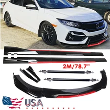 Front Bumper Lip Splitter Glossy Black Red Body Kit For Honda Accord U