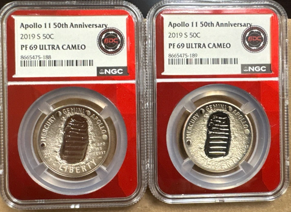 2019-S Apollo 11 50th Anniversary Half Dollar NGC PF69 Ultra Cameo Red Label  - Image 2 of 4
