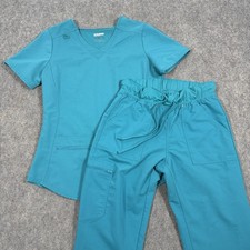Scrubstar Ultimate Uniform Scrub Top and Bottom Set Women's Size Small Teal Blue