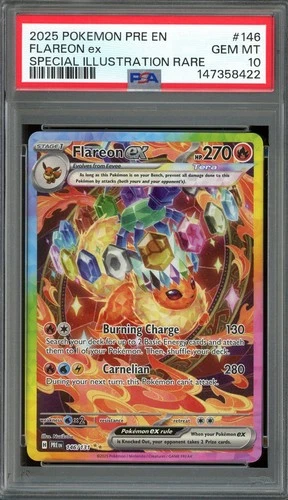 Pokemon TCG Prismatic Evolutions #146 Flareon ex Special Illustration PSA 10