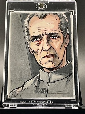 Topps Star Wars GRAND MOFF TARKIN Silver Foil Sketch Card by Loc Nguyen
