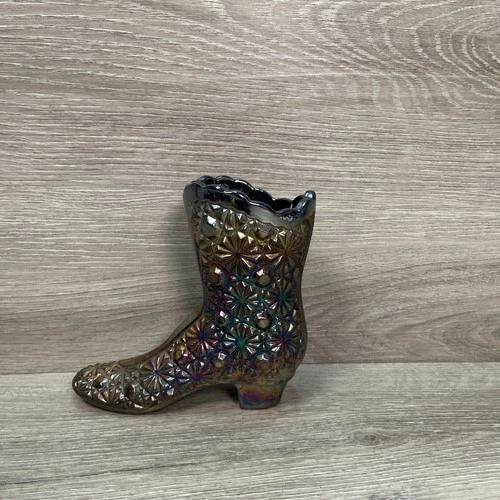 Fenton Boot Carnival Glass Daisy Button Iridescent Toothpick Holder Vtg Figure