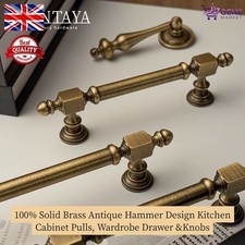 Brass Cabinet Handles Antique Kitchen Cupboard Pulls Solid Brass Hammer Shape UK