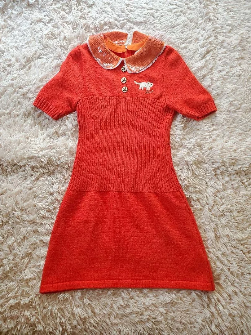 Robe GUCCI tricot femme taille M laine orange