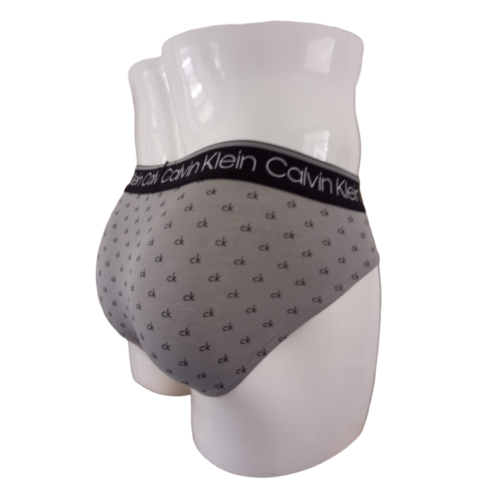 Calvin Klein Slip Uomo Fianchi Confezione 3 Pochette Classiche Cotone Elasticizzato Nero Grigio - Foto 7 di 10