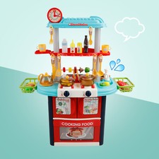 Plastic Tableware Kitchen Set With Sound, Light And Spray Function Kid Toy Blue