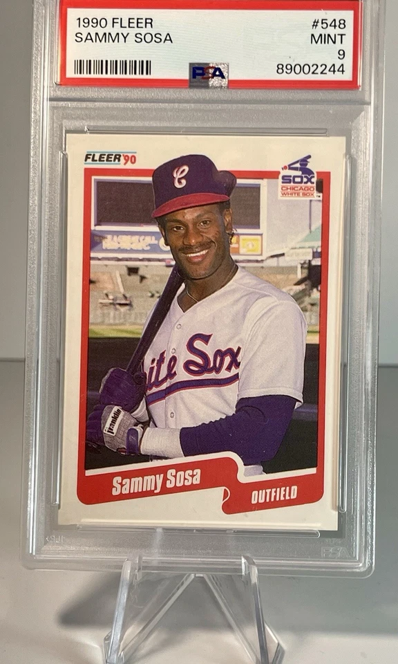 Fleer Sammy Sosa #548 1990 PSA 9 ¡Tarjeta de error RC de novato como nueva! Medias Blancas Foto 3 de 4