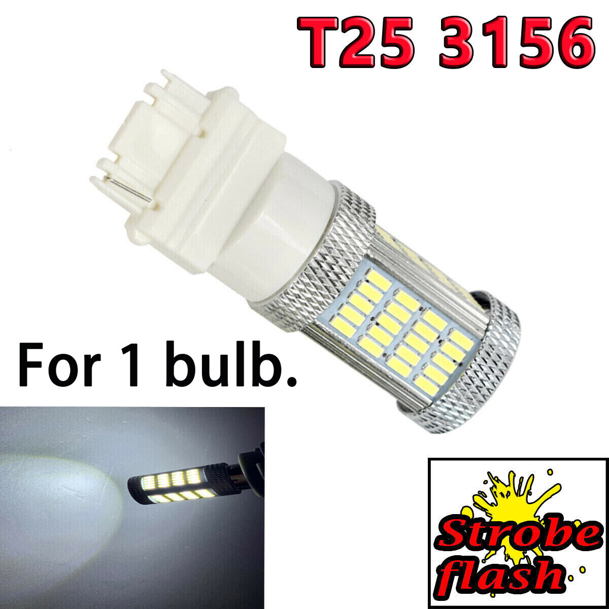 Strobe Red Reverse Backup Lights T25 3156 3456 92 SMD LED Bulb A1 LA Strobe Red Reverse Backup Lights T25 3156 3456 92 SMD LED Bulb A1 LA