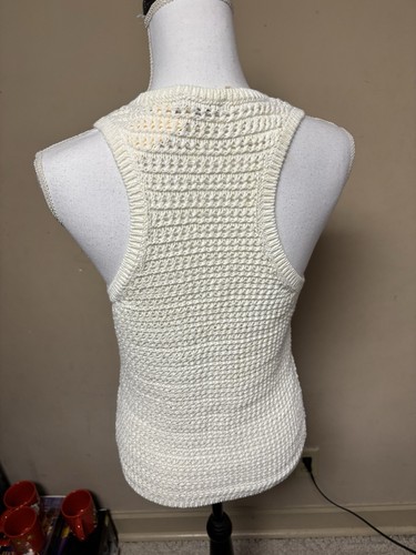 Madewell Crochet-Knit Crewneck Sleeveless Sweater Tank Sz M white - Picture 4 of 11