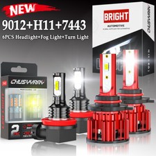 For Fiat 500X 2016-2019 6000K LED Headlights + Fog + Turn Signal Light Bulbs Kit