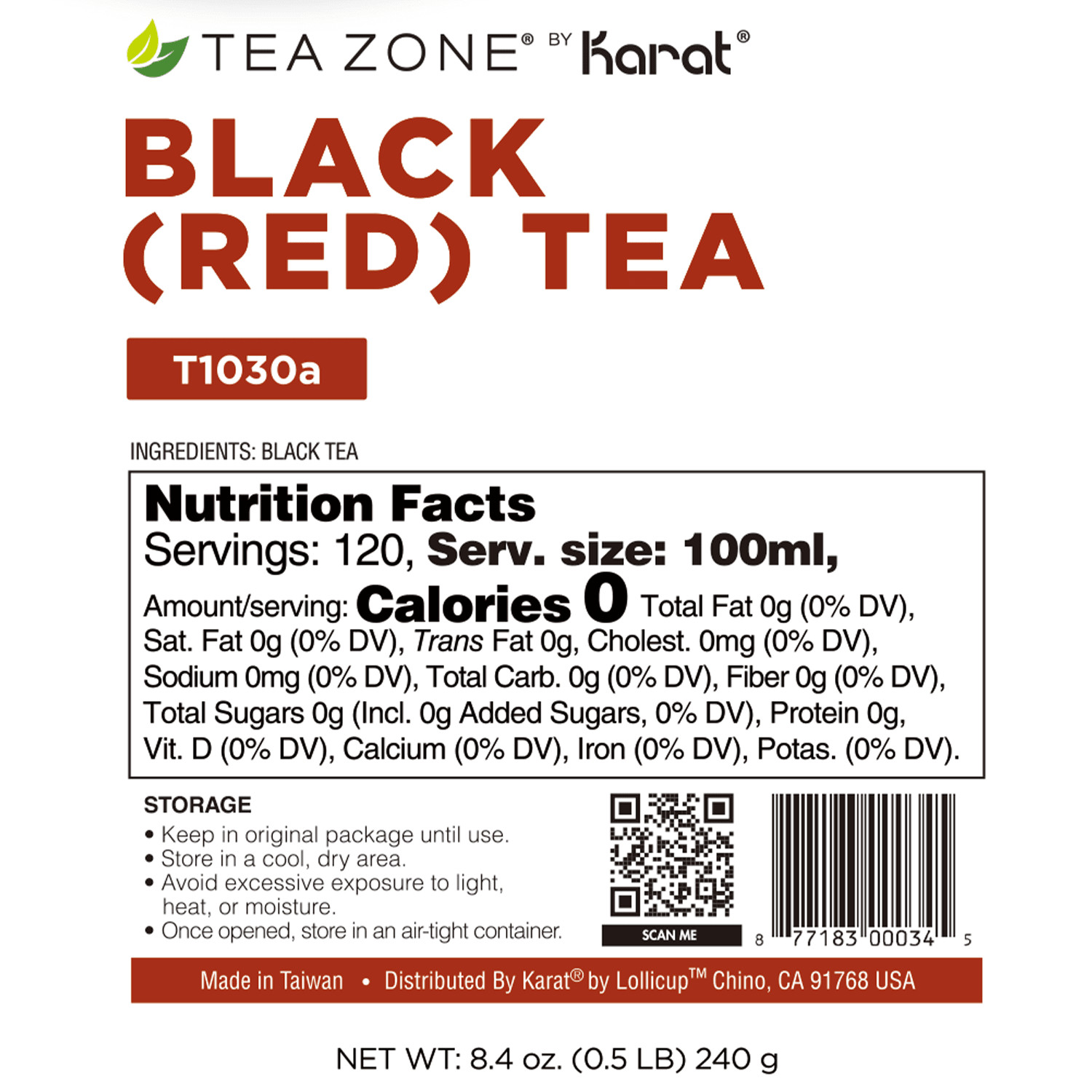 Tea Zone Black (Red) Tea Leaves - Case (25 bags), T1030