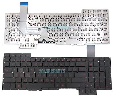 Replacement Laptop Keyboard Without Frame with Red Letter for ASUS G751J G751JL G751JM G751JT G751JY Series Black US Layout Compatible Part Number 0KNB0-E601US00 ASM14C33USJ442