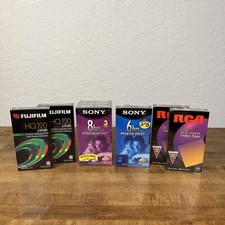 Lot Of 8 Sony T-160, T-120 Fujifilm HQ120, RCA T-120 Sealed VHS Blank Tapes