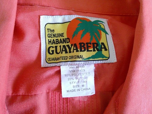 Vtg 70's Haband Genuine Guayabera Cuban Style Salmon Embroidered Shirt Zip Up M - Picture 6 of 6