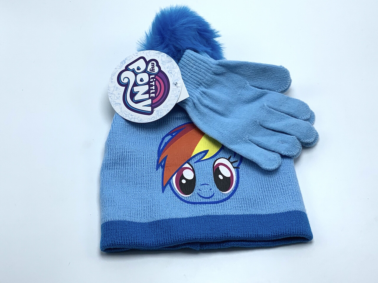 MLP My Little Pony Rainbow Dash Hat Berretto e Guanti Set per Ragazze 6 8 Blu Nuovo