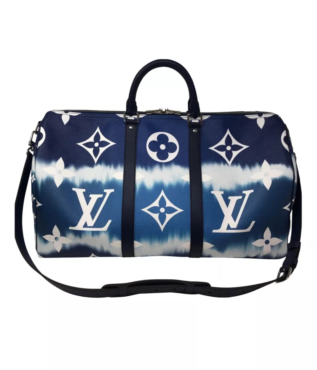 Louis Vuitton Escale Blue Keepall 50 Duffle M45117 Giant Monogram Bag Full  Set